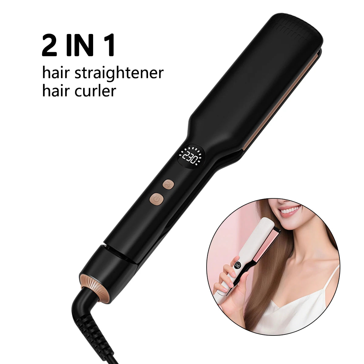 Minhuang Hair Straightener 2-in-1 Professional Ceramic Flat Iron Fast Heat Treatment Hair Styling Tool For Wet or Dry Hair
