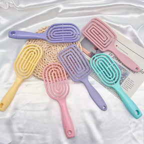 Pente Fluffy Colorido para Mulheres – Estilo Nórdico, Massageador e Elástico