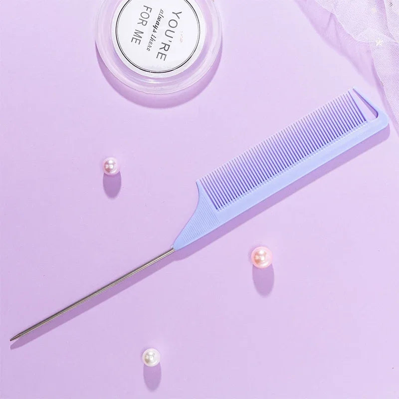 Pente Profissional de Cabo Fino com Ponta de Aço – Antiestático para Penteados e Salões