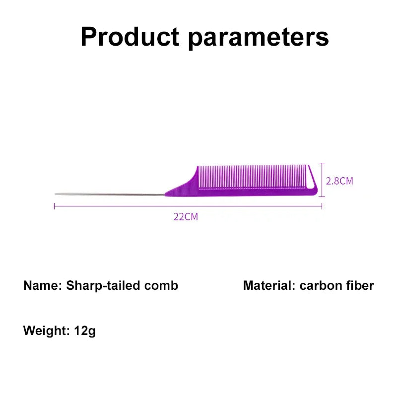 Pente Profissional de Cabo Fino com Ponta de Aço – Antiestático para Penteados e Salões