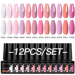 Kit 12 Unidades de Esmaltes em Gel MEET ACROSS – Cores Neon Macaron