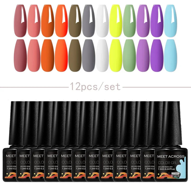 Kit 12 Unidades de Esmaltes em Gel MEET ACROSS – Cores Neon Macaron