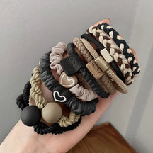 Kit com 10 Elásticos de Cabelo em Couro Sintético – Alta Elasticidade e Durabilidade