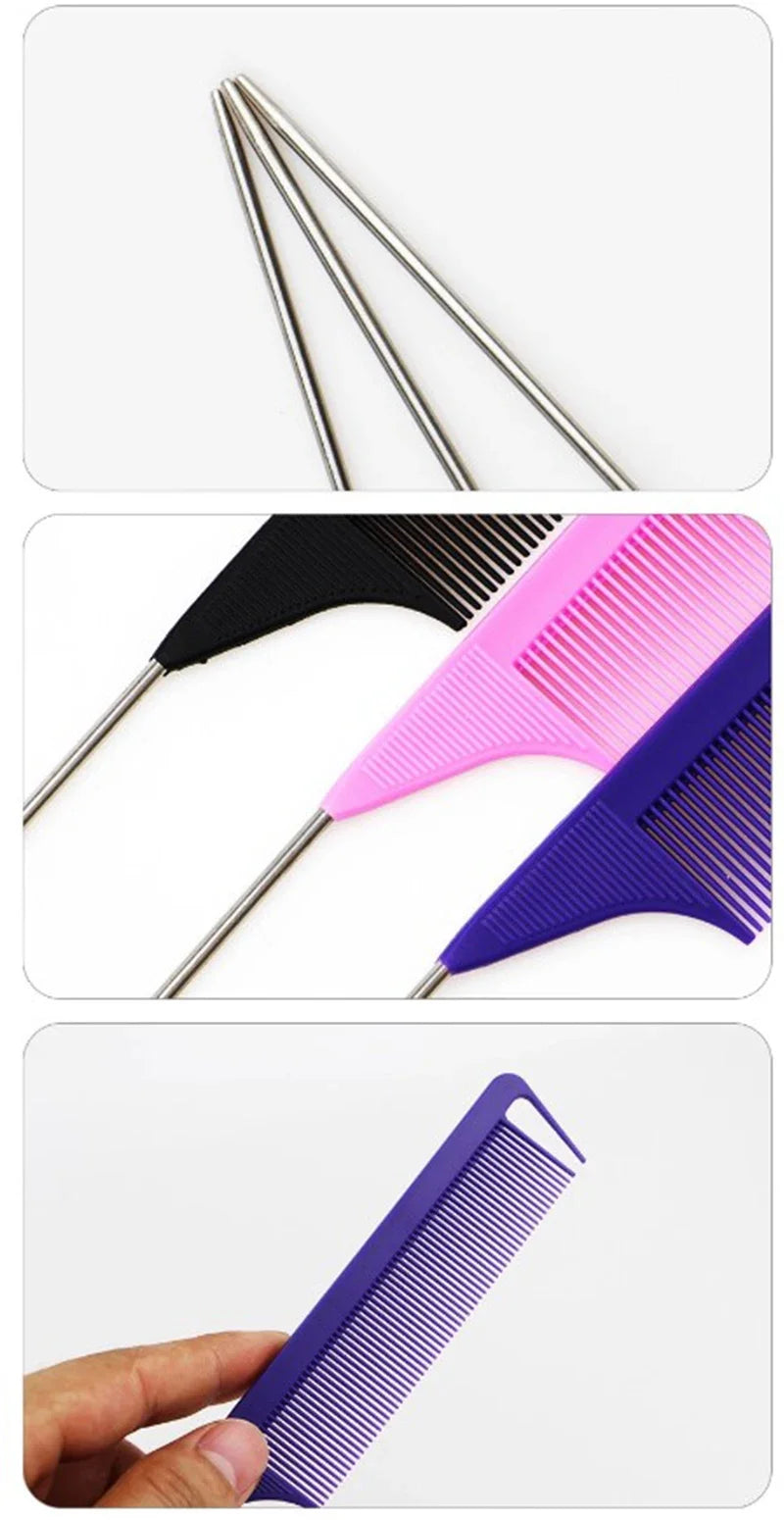 Pente Profissional de Cabo Fino com Ponta de Aço – Antiestático para Penteados e Salões