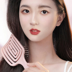 Pente Fluffy Colorido para Mulheres – Estilo Nórdico, Massageador e Elástico