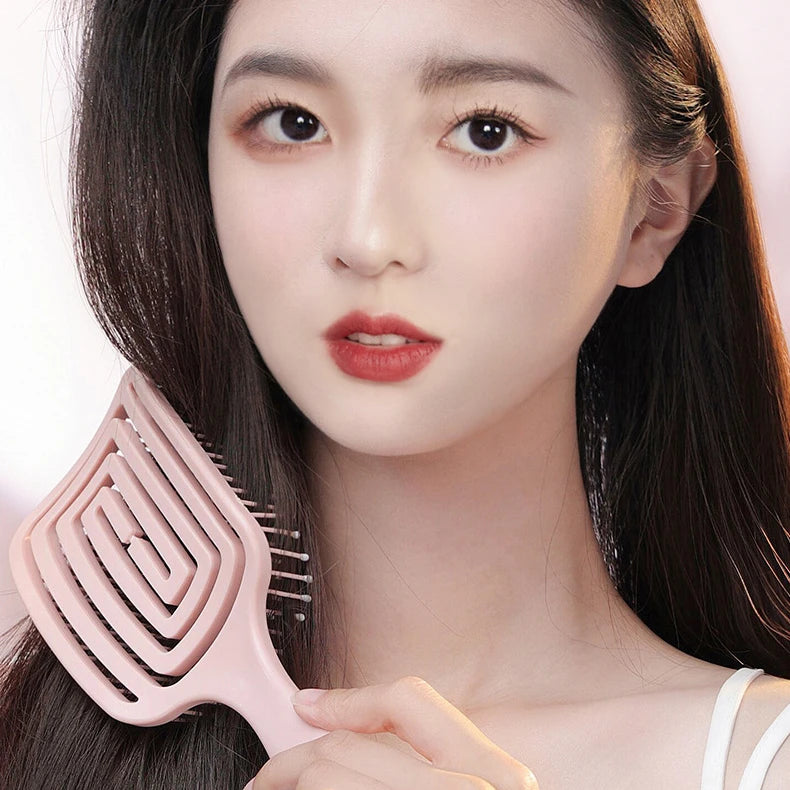 Pente Fluffy Colorido para Mulheres – Estilo Nórdico, Massageador e Elástico