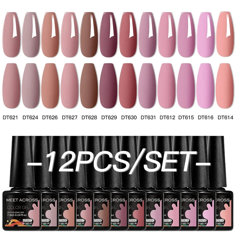 Kit 12 Unidades de Esmaltes em Gel MEET ACROSS – Cores Neon Macaron