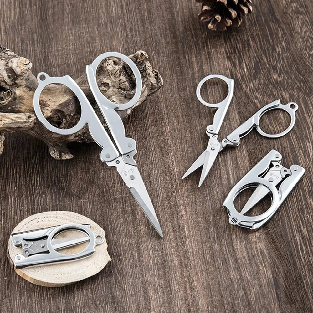 Folding Pocket Scissors Multifunctional Stainless Steel Folding Small Scissors Household Mini Thread Cutting Nail Tools Stainles