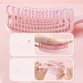 Pente Fluffy Colorido para Mulheres – Estilo Nórdico, Massageador e Elástico