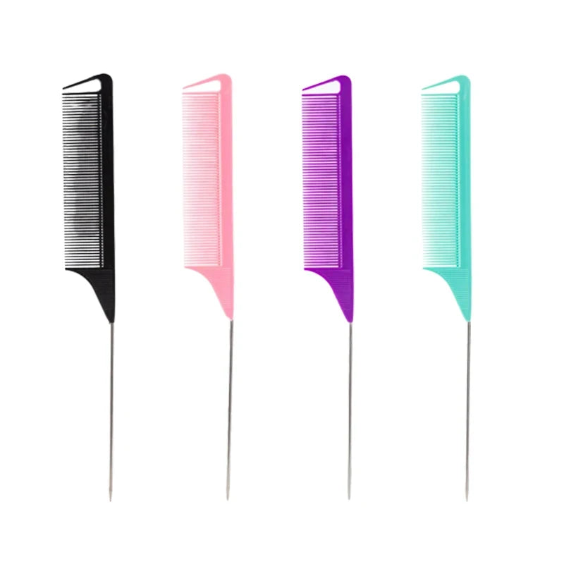 Pente Profissional de Cabo Fino com Ponta de Aço – Antiestático para Penteados e Salões