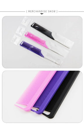 Pente Profissional de Cabo Fino com Ponta de Aço – Antiestático para Penteados e Salões