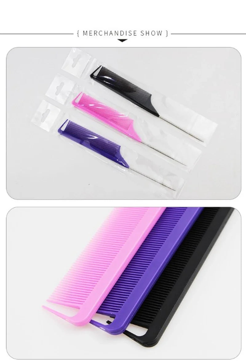 Pente Profissional de Cabo Fino com Ponta de Aço – Antiestático para Penteados e Salões