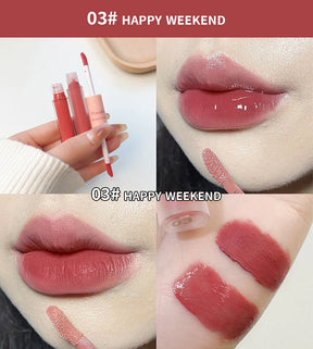 Lip Glaze Duplo Maxfine – Gloss Espelhado e Matte, Hidratação e Cor Duradoura