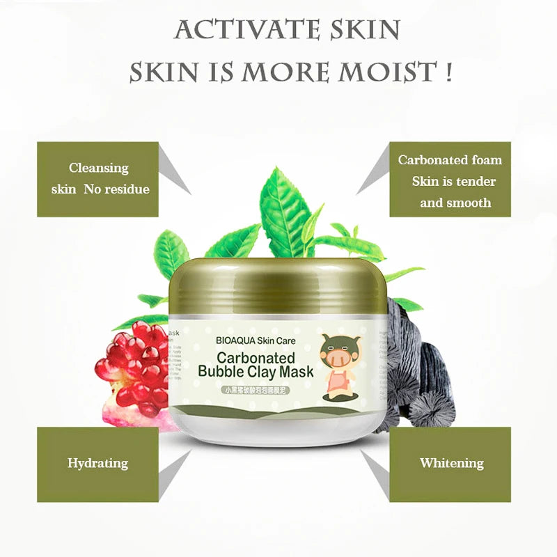 Máscara Facial de Argila Efervescente BIOAQUA – Hidratação, Controle de Oleosidade e Remoção de Cravos