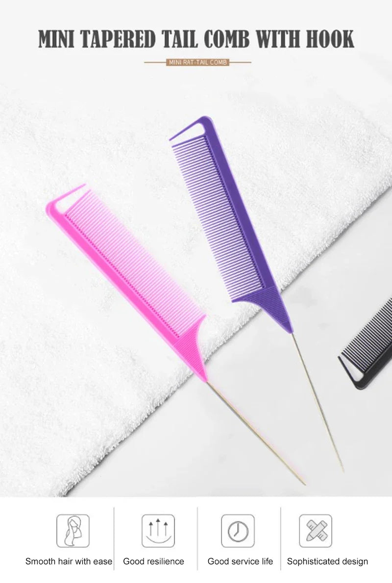 Pente Profissional de Cabo Fino com Ponta de Aço – Antiestático para Penteados e Salões