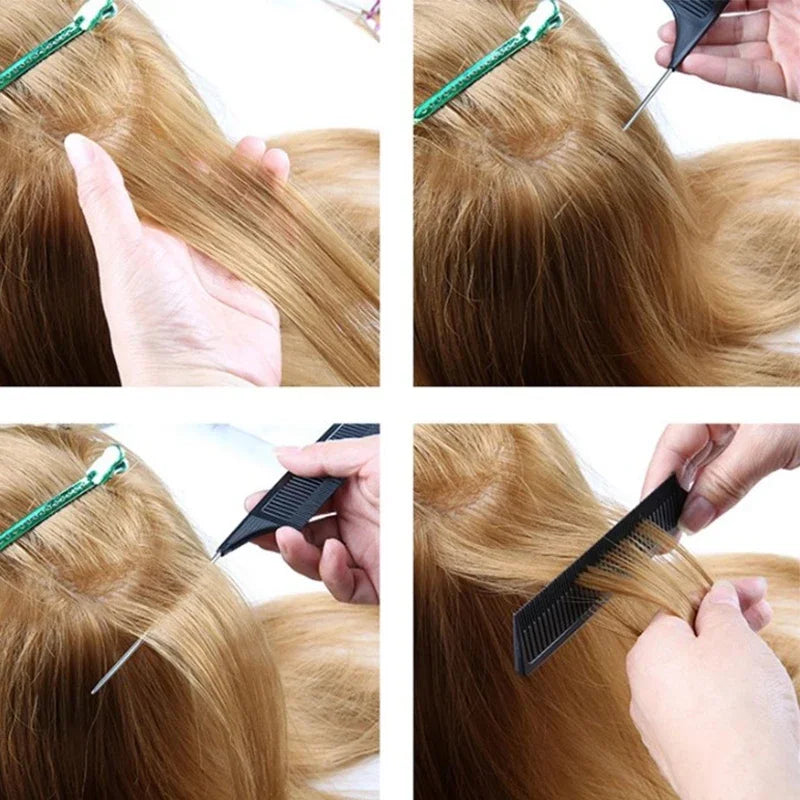 Pente Profissional de Cabo Fino com Ponta de Aço – Antiestático para Penteados e Salões