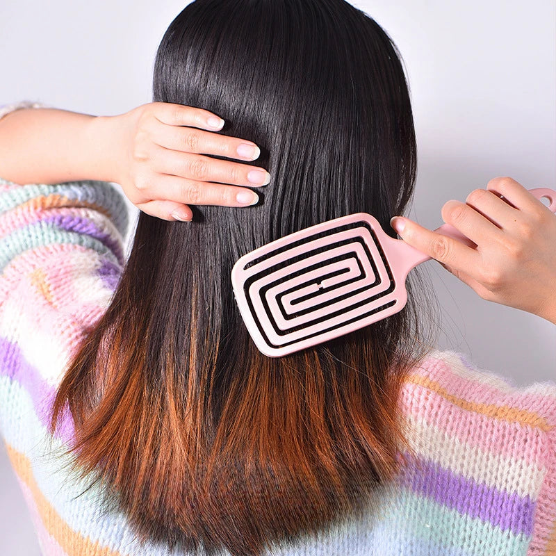 Pente Fluffy Colorido para Mulheres – Estilo Nórdico, Massageador e Elástico