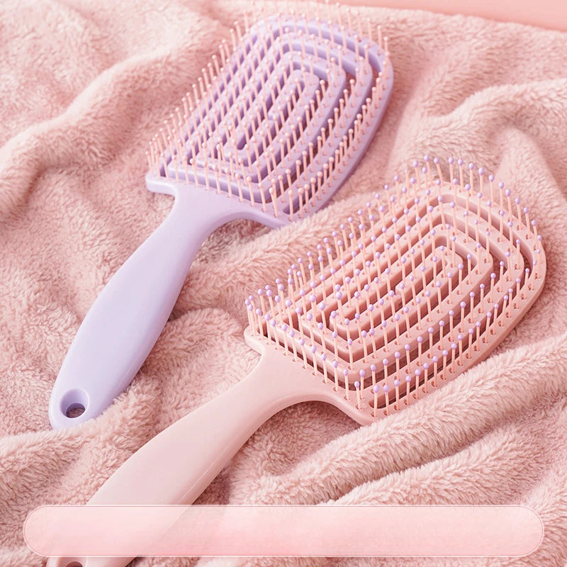 Pente Fluffy Colorido para Mulheres – Estilo Nórdico, Massageador e Elástico