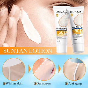 Protetor Solar Facial e Corporal BIOAQUA Rice SPF 50+ – Bloqueador Solar Iluminador
