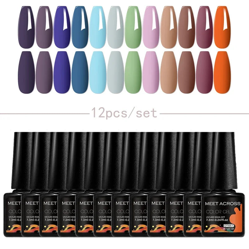 Kit 12 Unidades de Esmaltes em Gel MEET ACROSS – Cores Neon Macaron
