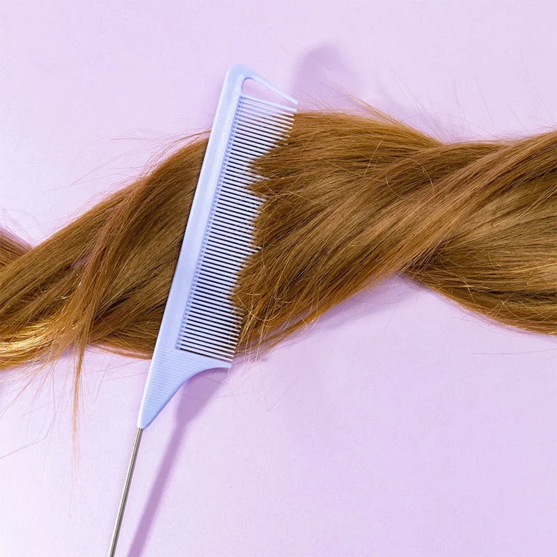 Pente Profissional de Cabo Fino com Ponta de Aço – Antiestático para Penteados e Salões