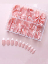 360Pcs/box Glossy Soft Gel Pink French Nail Tips Medium Almond White Simple Press On Nails 10Grids Huge Capacity False Nails*&