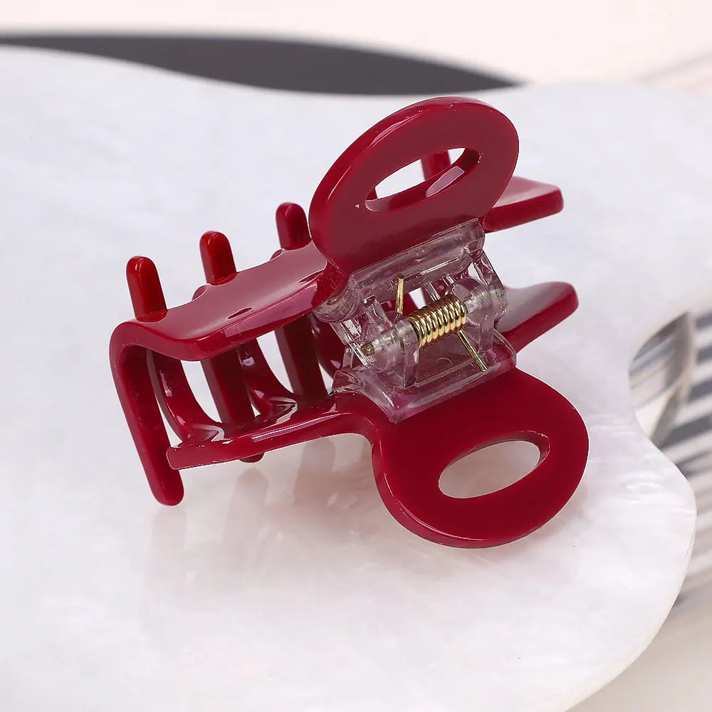 Presilha de Cabelo Vermelha em Acetato – 5,5cm | Estilo Coreano para Mulheres e Garotas