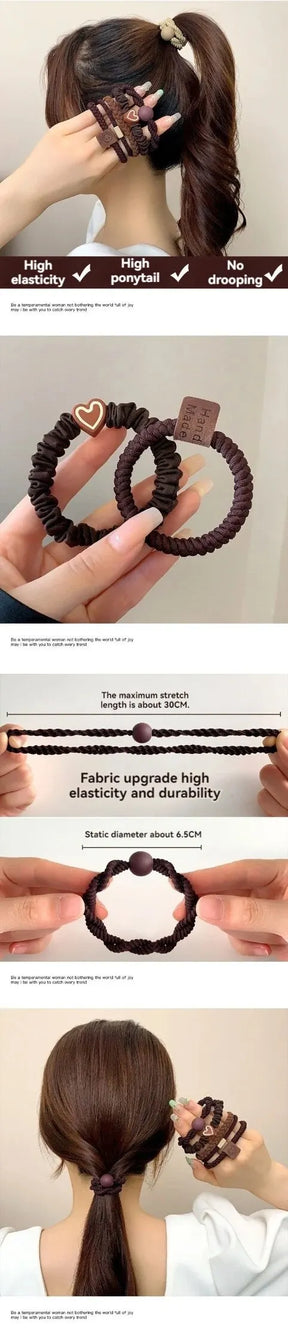 Kit com 10 Elásticos de Cabelo em Couro Sintético – Alta Elasticidade e Durabilidade