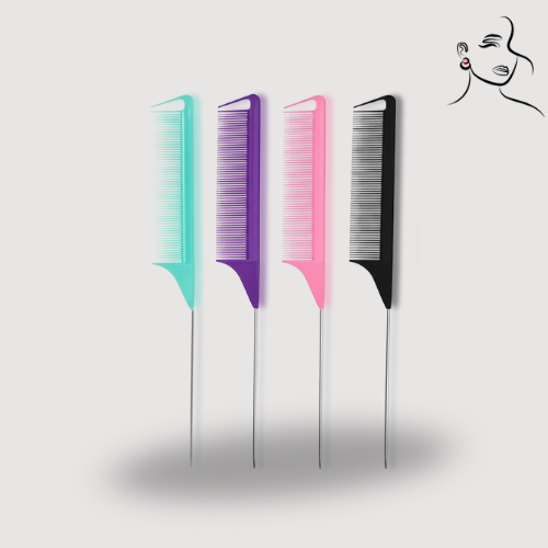 Pente Profissional de Cabo Fino com Ponta de Aço – Antiestático para Penteados e Salões